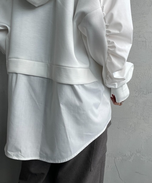 JEANS FACTORY Clothes（ジーンズファクトリークローズ）の「[Jeans Factory Clothes/ジーンズファクトリークローズ] 異素材切り替え ボンディングパーカー（その他アウター・レディース・オフホワイト/ブラック/ネイビー・F）」の15枚目の写真