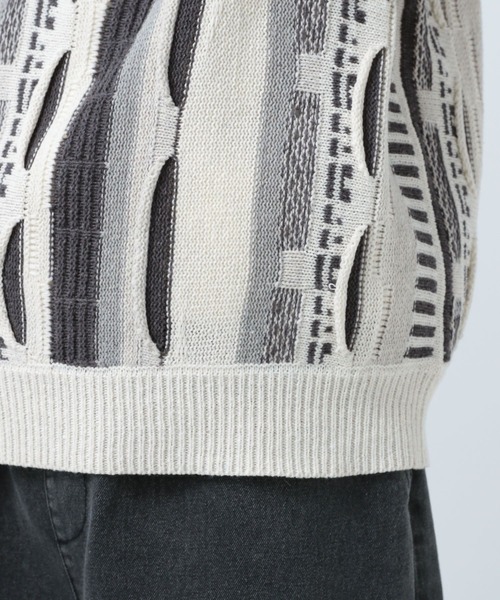 BAYFLOW（ベイフロー）の「マルチパターン3Dニットプルオーバー（ニット/セーター・メンズ・オフホワイト/ネイビー/グリーン・FREE）」の10枚目の写真