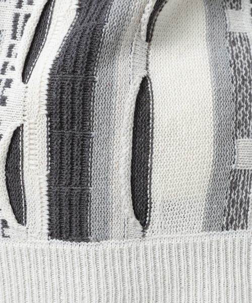 BAYFLOW（ベイフロー）の「マルチパターン3Dニットプルオーバー（ニット/セーター・メンズ・オフホワイト/ネイビー/グリーン・FREE）」の12枚目の写真