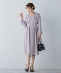 【大HIT定番】ハイストレッチジョーゼット長袖ワンピース ≪手洗い可能 / セットアップ対応≫