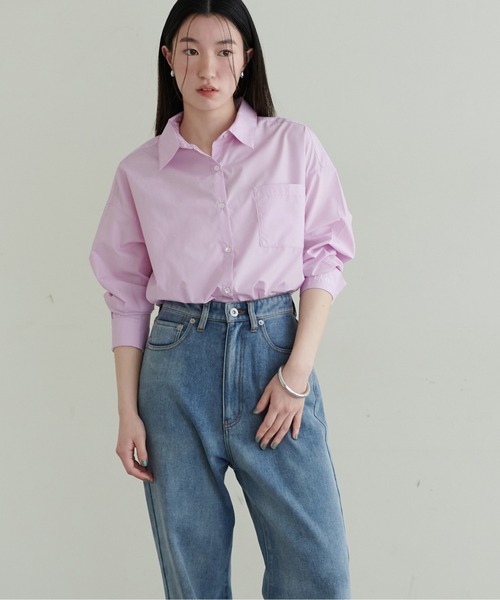 LARUTA(ラルータ)の「【LARUTA】ちびロゴ刺繍ベーシックシャツ(シャツ/ブラウス・レディース・ピンク/ネイビー/その他2/その他1/オフホワイト/ブルー・FREE)」の5枚目の写真