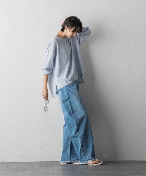 MAYSON GREY(メイソングレイ)の「ペーパーヤーンルーズニットプルオーバー(ニット/セーター・レディース・ホワイト/ベージュ/ブルー/ブラック・S/M)」の7枚目の写真