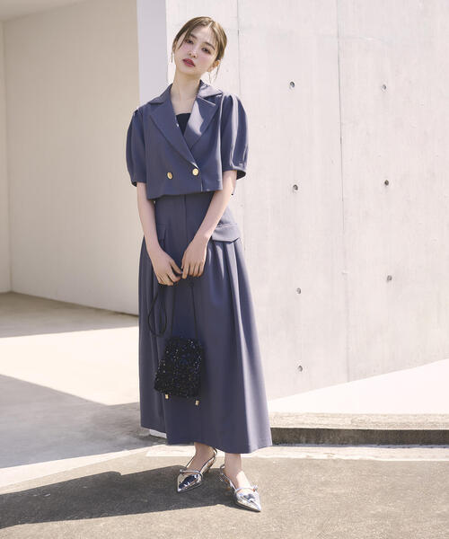 NATURAL BEAUTY BASIC(ナチュラルビューティーベーシック)の「◇SETUP クロップドジャケット(テーラードジャケット・レディース・チャコールグレー/ベージュ・FREE)」の3枚目の写真