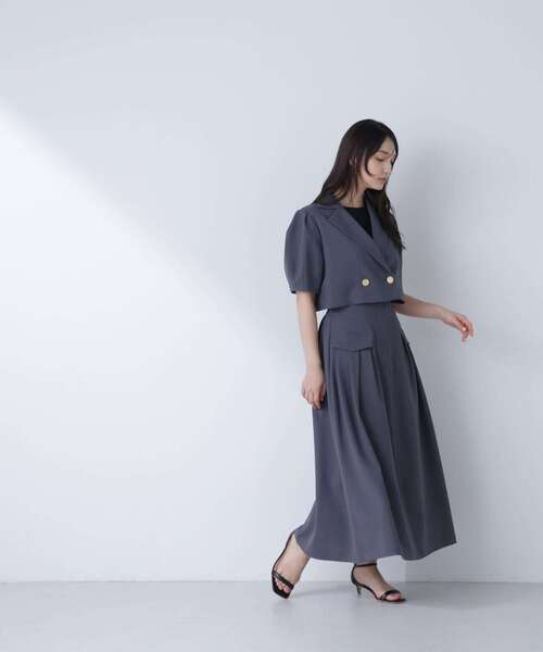 NATURAL BEAUTY BASIC(ナチュラルビューティーベーシック)の「◇SETUP クロップドジャケット(テーラードジャケット・レディース・チャコールグレー/ベージュ・FREE)」の5枚目の写真