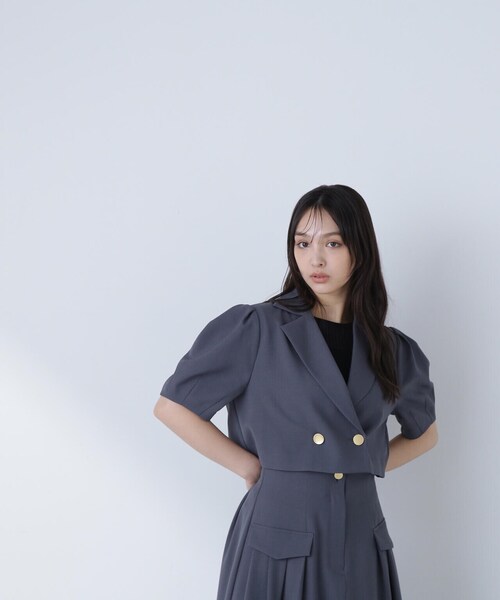 NATURAL BEAUTY BASIC(ナチュラルビューティーベーシック)の「◇SETUP クロップドジャケット(テーラードジャケット・レディース・チャコールグレー/ベージュ・FREE)」の6枚目の写真