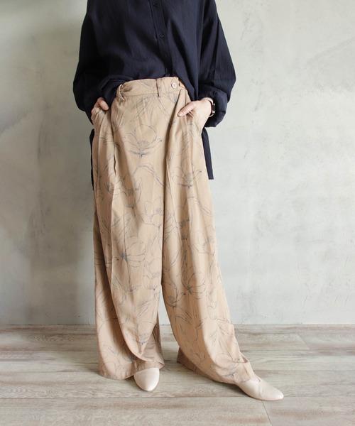 ≪OUTLET≫le petaleフラワー刺繍パンツ(ブラック): ALL｜Bleu