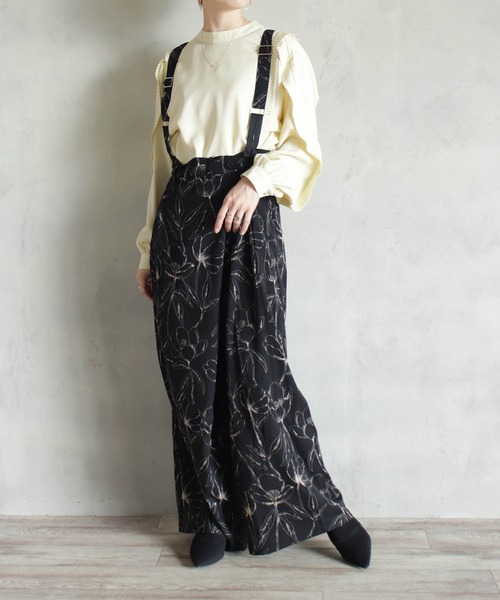 【セール】フラワー柄デザインパンツ(スラックス)|kese-moi(ケセモイ)