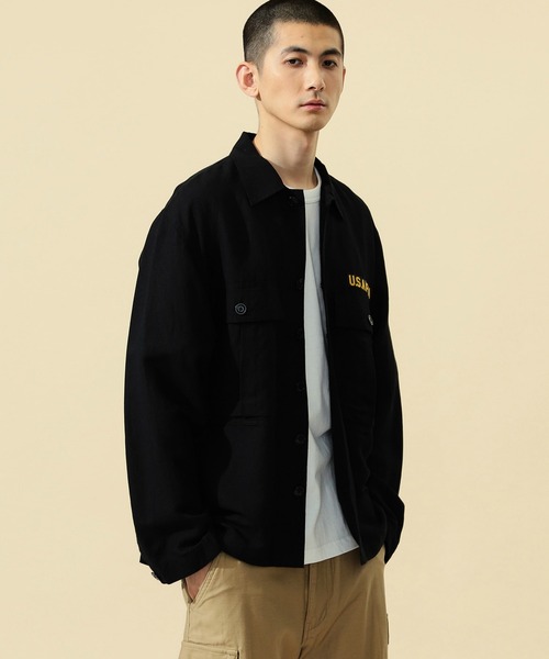 ※ALPHA（アルファ）の「ユーティリティリネンシャツ 長袖（シャツ/ブラウス・メンズ・ベージュ系その他/ブラック/オリーブ・MEDIUM/LARGE/X-LARGE）」の4枚目の写真