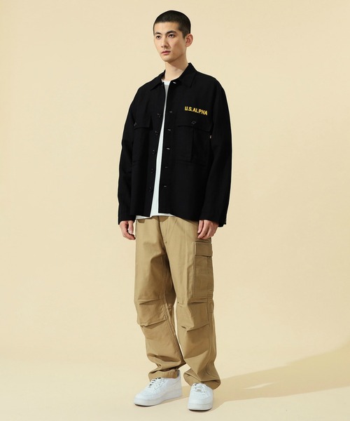 ※ALPHA（アルファ）の「ユーティリティリネンシャツ 長袖（シャツ/ブラウス・メンズ・ベージュ系その他/ブラック/オリーブ・MEDIUM/LARGE/X-LARGE）」の12枚目の写真