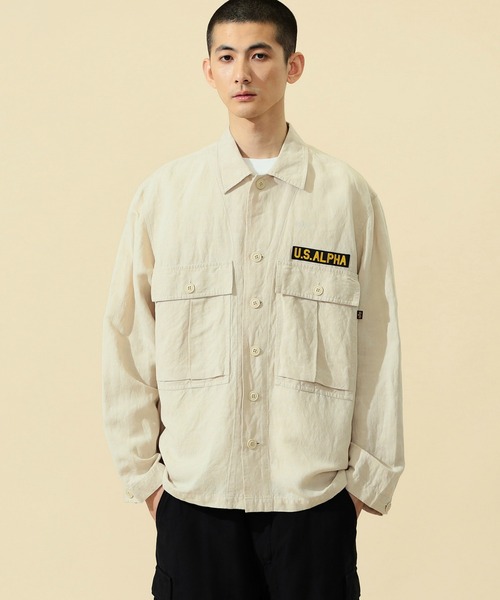 ※ALPHA（アルファ）の「ユーティリティリネンシャツ 長袖（シャツ/ブラウス・メンズ・ベージュ系その他/ブラック/オリーブ・MEDIUM/LARGE/X-LARGE）」の15枚目の写真