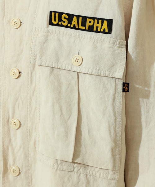※ALPHA（アルファ）の「ユーティリティリネンシャツ 長袖（シャツ/ブラウス・メンズ・ベージュ系その他/ブラック/オリーブ・MEDIUM/LARGE/X-LARGE）」の21枚目の写真