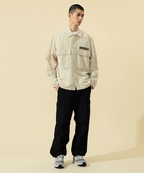 ※ALPHA（アルファ）の「ユーティリティリネンシャツ 長袖（シャツ/ブラウス・メンズ・ベージュ系その他/ブラック/オリーブ・MEDIUM/LARGE/X-LARGE）」の22枚目の写真