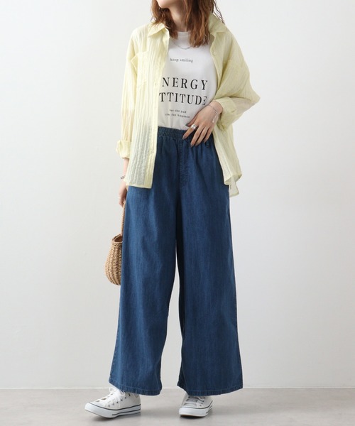 atONE（アットワン）の「atONE ワイドパンツ デニム 春 夏 秋 冬 レディース 大きいサイズ カジュアル 体型カバー シンプル リラックス お洒落（デニムパンツ・レディース・ブルー/ネイビー・L/LL/3L/4L/M）」の11枚目の写真
