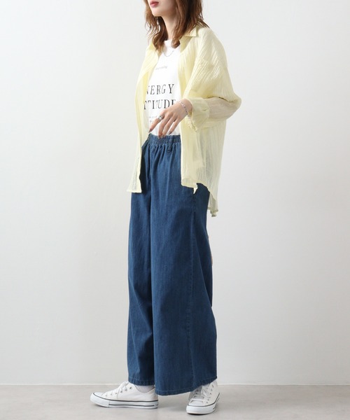 atONE（アットワン）の「atONE ワイドパンツ デニム 春 夏 秋 冬 レディース 大きいサイズ カジュアル 体型カバー シンプル リラックス お洒落（デニムパンツ・レディース・ブルー/ネイビー・L/LL/3L/4L/M）」の12枚目の写真