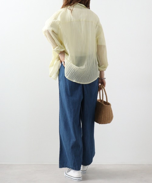 atONE（アットワン）の「atONE ワイドパンツ デニム 春 夏 秋 冬 レディース 大きいサイズ カジュアル 体型カバー シンプル リラックス お洒落（デニムパンツ・レディース・ブルー/ネイビー・L/LL/3L/4L/M）」の13枚目の写真