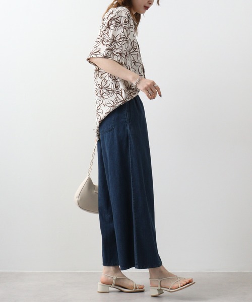 atONE（アットワン）の「atONE ワイドパンツ デニム 春 夏 秋 冬 レディース 大きいサイズ カジュアル 体型カバー シンプル リラックス お洒落（デニムパンツ・レディース・ブルー/ネイビー・L/LL/3L/4L/M）」の8枚目の写真