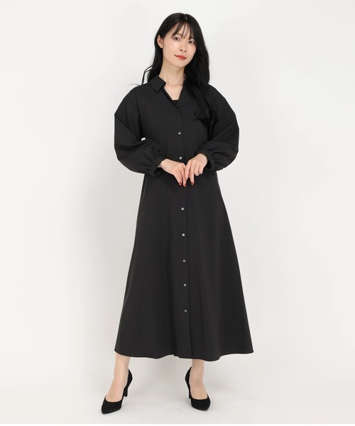 STRAWBERRY-FIELDS（ストロベリーフィールズ）の「ﾌﾚｱｰｼｬﾂﾜﾝﾋﾟｰｽ（シャツワンピース・レディース・ブラウン系その他/ブラック・2）」の2枚目の写真