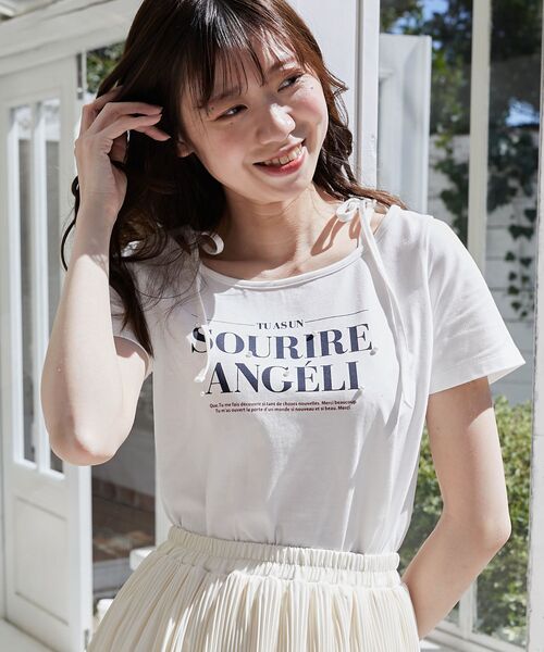 MAJESTIC LEGON（マジェスティックレゴン）の「ロマンティックメッセージリボンT（Tシャツ/カットソー・レディース・オフホワイト/ピンク/ホワイト系その他・MEDIUM）」の9枚目の写真