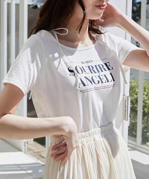 MAJESTIC LEGON（マジェスティックレゴン）の「ロマンティックメッセージリボンT（Tシャツ/カットソー・レディース・オフホワイト/ピンク/ホワイト系その他・MEDIUM）」の10枚目の写真