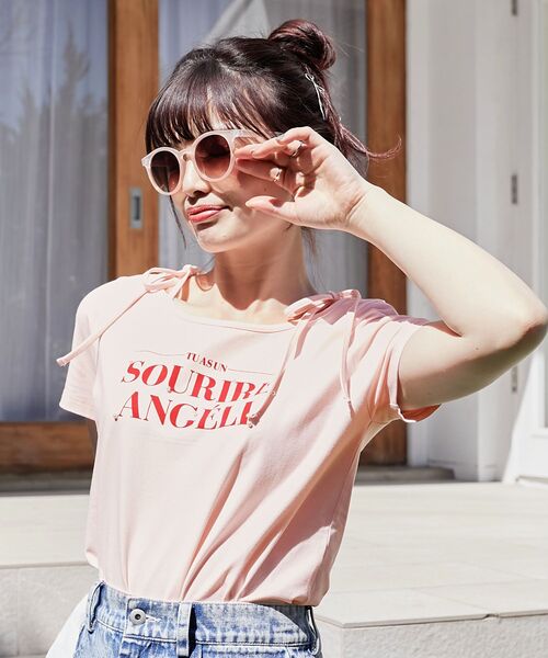 MAJESTIC LEGON（マジェスティックレゴン）の「ロマンティックメッセージリボンT（Tシャツ/カットソー・レディース・オフホワイト/ピンク/ホワイト系その他・MEDIUM）」の18枚目の写真