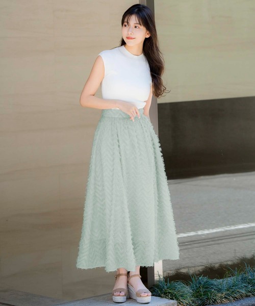 NOELA（ノエラ）の「【WEB限定】ジャガードロングセットアップ（ワンピース・レディース・オフホワイト/サックスブルー/ライトグリーン・S/M）」の2枚目の写真