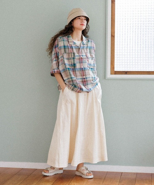 niko and（ニコアンド）の「リネン混サッカーチェックシャツ