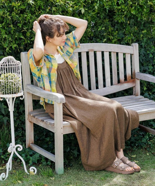 niko and...(ニコアンド)の「リネン混サッカーチェックシャツ(シャツ/ブラウス・レディース・ブルー/アイボリー/イエロー/ネイビー/ピンク・MEDIUM/LARGE)」の10枚目の写真