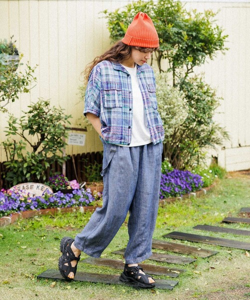 niko and...(ニコアンド)の「リネン混サッカーチェックシャツ(シャツ/ブラウス・レディース・ブルー/アイボリー/イエロー/ネイビー/ピンク・MEDIUM/LARGE)」の13枚目の写真