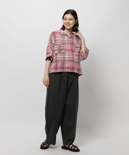 niko and...(ニコアンド)の「リネン混サッカーチェックシャツ(シャツ/ブラウス・レディース・ブルー/アイボリー/イエロー/ネイビー/ピンク・MEDIUM/LARGE)」の20枚目の写真