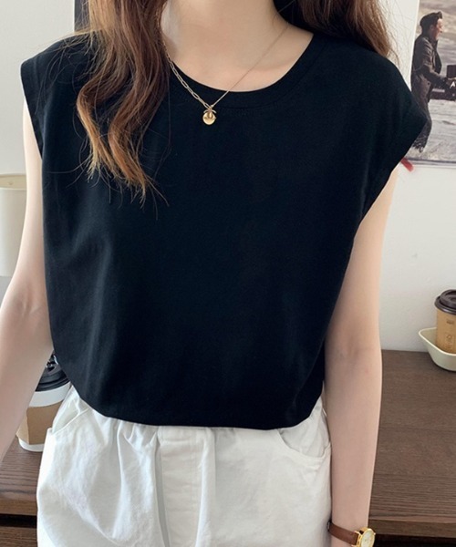 H.TOKYO(エイチトウキョウ)の「ノースリーブカットソー(Tシャツ/カットソー・レディース・ホワイト/ダークブルー/イエロー/モカ/ブラック/ベージュ/アッシュブラウン・X-LARGE/LARGE/MEDIUM)」の10枚目の写真