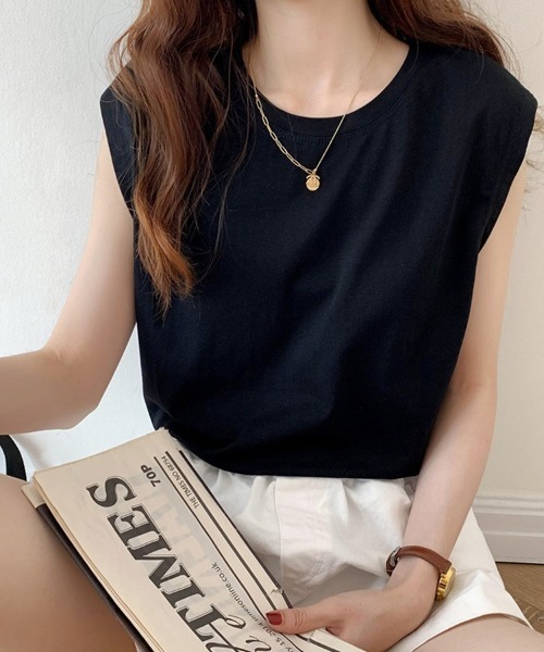 H.TOKYO(エイチトウキョウ)の「ノースリーブカットソー(Tシャツ/カットソー・レディース・ホワイト/ダークブルー/イエロー/モカ/ブラック/ベージュ/アッシュブラウン・X-LARGE/LARGE/MEDIUM)」の11枚目の写真