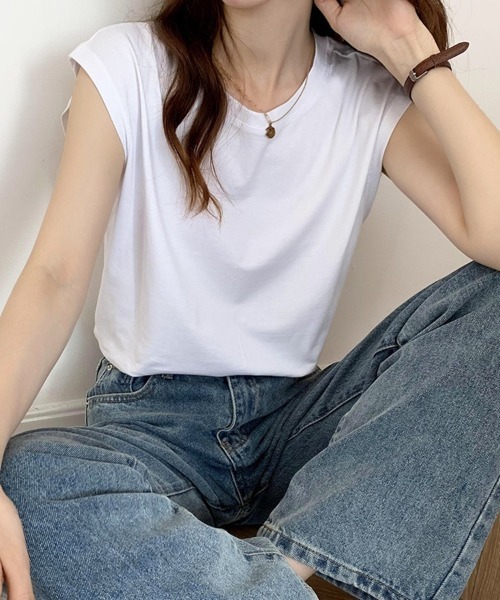 H.TOKYO(エイチトウキョウ)の「ノースリーブカットソー(Tシャツ/カットソー・レディース・ホワイト/ダークブルー/イエロー/モカ/ブラック/ベージュ/アッシュブラウン・X-LARGE/LARGE/MEDIUM)」の16枚目の写真