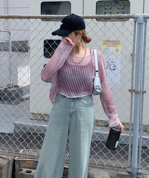 non-hedge（ノンヘッジ）の「透かし編みグラデーションニットトップス（ニット/セーター・レディース・ブラック/イエロー/モカ/ピンク・FREE）」の6枚目の写真