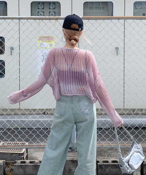 セール】透かし編みグラデーションニットトップス（ニット/セーター