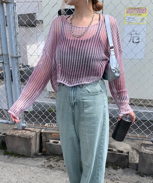 non-hedge（ノンヘッジ）の「透かし編みグラデーションニットトップス（ニット/セーター・レディース・ブラック/イエロー/モカ/ピンク・FREE）」の9枚目の写真