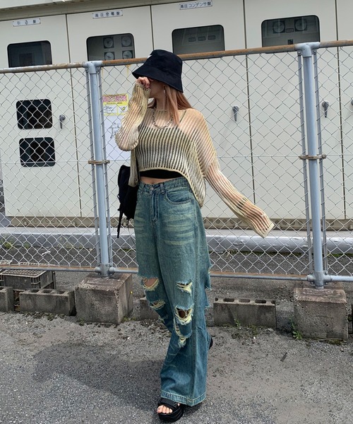 non-hedge（ノンヘッジ）の「透かし編みグラデーションニットトップス（ニット/セーター・レディース・ブラック/イエロー/モカ/ピンク・FREE）」の13枚目の写真