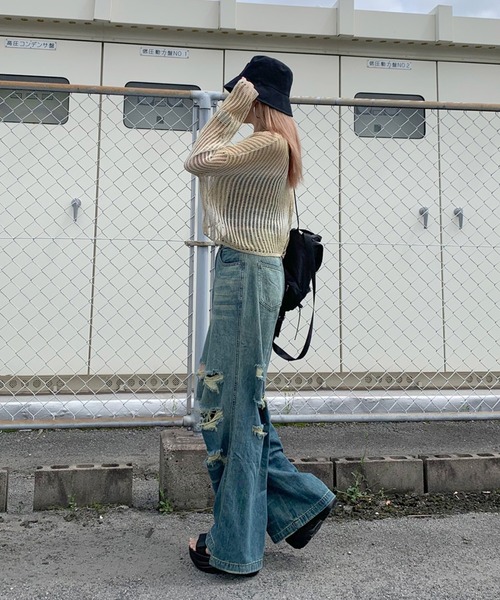 non-hedge（ノンヘッジ）の「透かし編みグラデーションニットトップス（ニット/セーター・レディース・ブラック/イエロー/モカ/ピンク・FREE）」の14枚目の写真