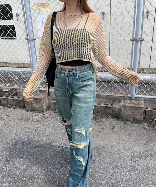 non-hedge（ノンヘッジ）の「透かし編みグラデーションニットトップス（ニット/セーター・レディース・ブラック/イエロー/モカ/ピンク・FREE）」の16枚目の写真