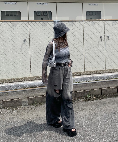 セール】透かし編みグラデーションニットトップス（ニット/セーター