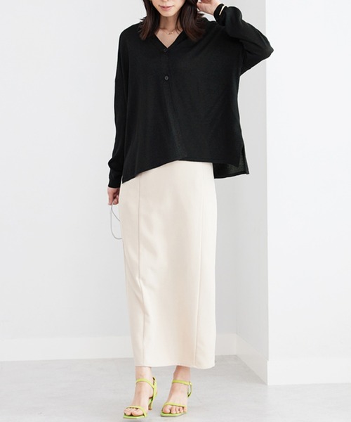 BELLUNA PLUS(ベルーナ)の「ボタン使いラメ入りカーディガン(カーディガン/ボレロ・レディース・グリーン/アイボリー/杢グレー/ブラック・LARGE/X-LARGE/MEDIUM)」の9枚目の写真