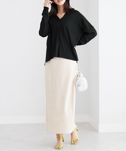 BELLUNA PLUS(ベルーナ)の「ボタン使いラメ入りカーディガン(カーディガン/ボレロ・レディース・グリーン/アイボリー/杢グレー/ブラック・LARGE/X-LARGE/MEDIUM)」の10枚目の写真