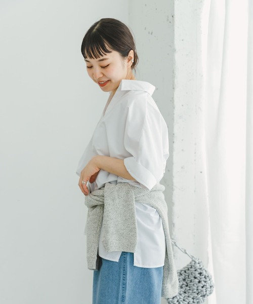 ITEMS URBANRESEARCH(アイテムズ アーバンリサーチ)の「スキッパーシャツ(シャツ/ブラウス・レディース・ネイビー/ストライプ/オフホワイト・FREE)」の6枚目の写真