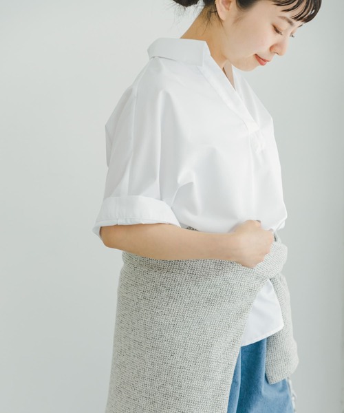 ITEMS URBANRESEARCH(アイテムズ アーバンリサーチ)の「スキッパーシャツ(シャツ/ブラウス・レディース・ネイビー/ストライプ/オフホワイト・FREE)」の7枚目の写真