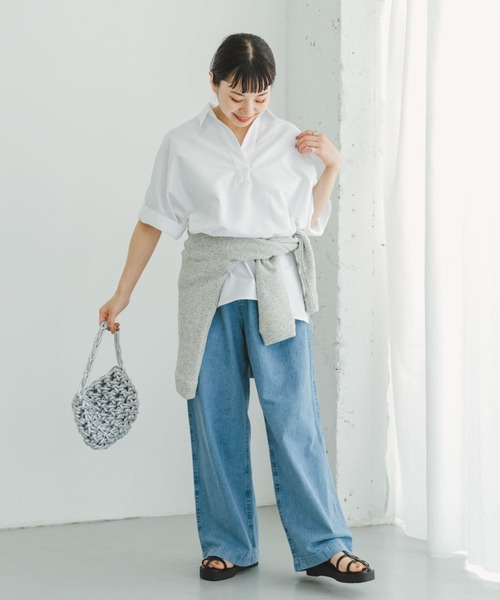 ITEMS URBANRESEARCH(アイテムズ アーバンリサーチ)の「スキッパーシャツ(シャツ/ブラウス・レディース・ネイビー/ストライプ/オフホワイト・FREE)」の8枚目の写真