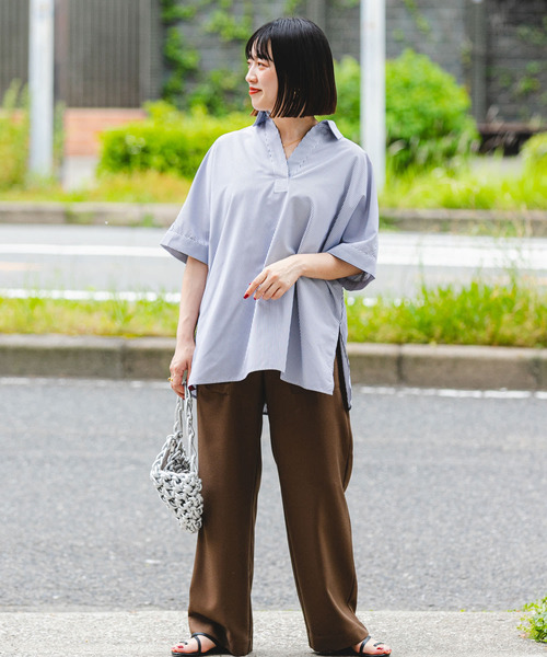 ITEMS URBANRESEARCH(アイテムズ アーバンリサーチ)の「スキッパーシャツ(シャツ/ブラウス・レディース・ネイビー/ストライプ/オフホワイト・FREE)」の12枚目の写真