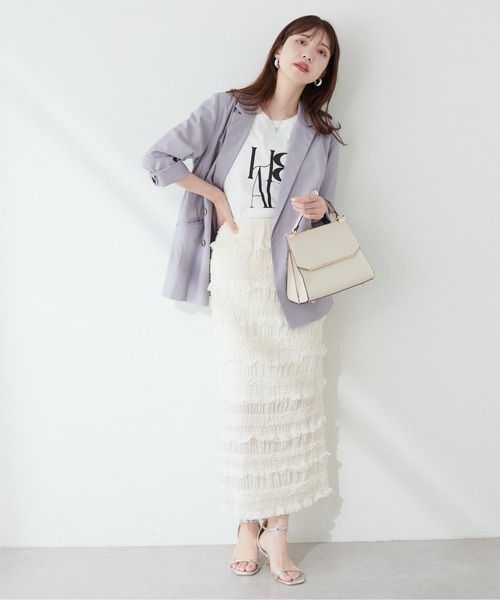 natural couture(ナチュラルクチュール)の「オーガニックコットンロゴT(Tシャツ/カットソー・レディース・ネイビー/オフホワイト/スミクロ/サックスブルー・FREE)」の9枚目の写真