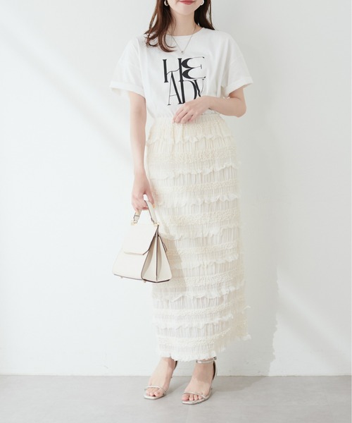 natural couture(ナチュラルクチュール)の「オーガニックコットンロゴT(Tシャツ/カットソー・レディース・ネイビー/オフホワイト/スミクロ/サックスブルー・FREE)」の7枚目の写真