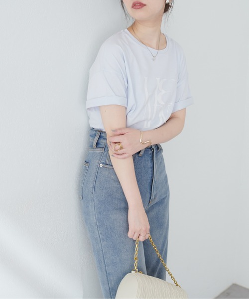 natural couture(ナチュラルクチュール)の「オーガニックコットンロゴT(Tシャツ/カットソー・レディース・ネイビー/オフホワイト/スミクロ/サックスブルー・FREE)」の22枚目の写真