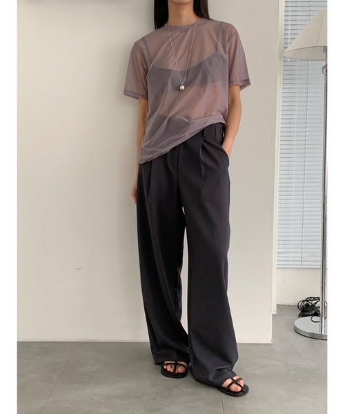 Didot.showroom（ディドット ショールーム）の「シアーメッシュT（Tシャツ/カットソー・レディース・ネイビー/ラベンダー/ブラウン・FREE）」の5枚目の写真