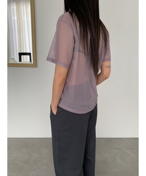 Didot.showroom（ディドット ショールーム）の「シアーメッシュT（Tシャツ/カットソー・レディース・ネイビー/ラベンダー/ブラウン・FREE）」の7枚目の写真
